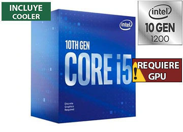 PROCESADOR INTEL COMET LAKE I5-10400F 6 NUCLEOS 12 HILOS 2.9GHZ A 4.3GHZ 12MB CACHE 65W SOCKET 1200 SOLO WINDOWS 10 64 BITS DECIMA GENERACION TRAE COO
